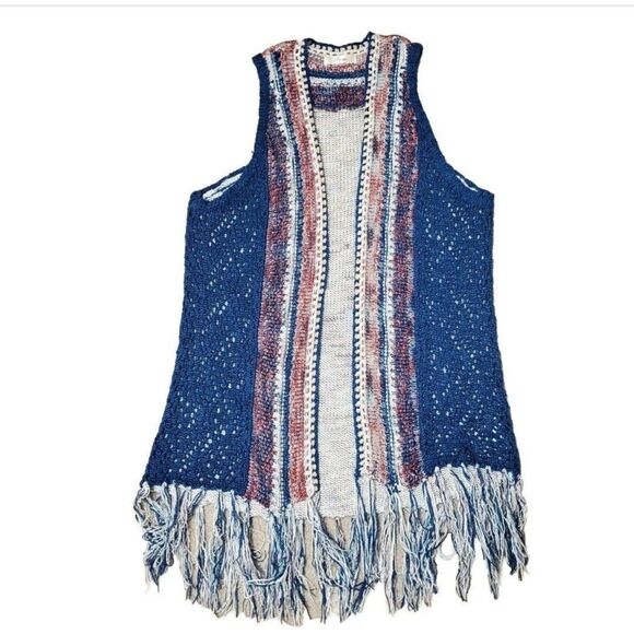 Pronto Womens One Size Boho Crochet Vest w/ Fringe - Picture 1 of 6